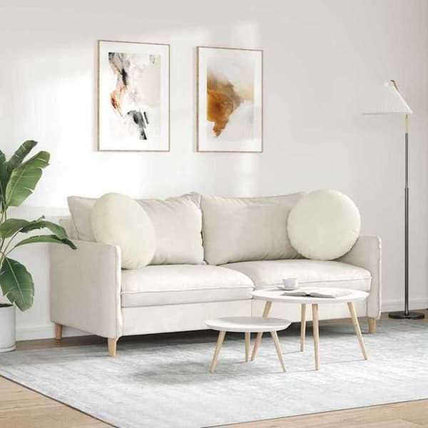 Sittkuddar - EXKLUSIVT HEM - Sammet Cream Ø50x19 cm - Rund - Set om 2 st - Polyesterfyllning Grädde