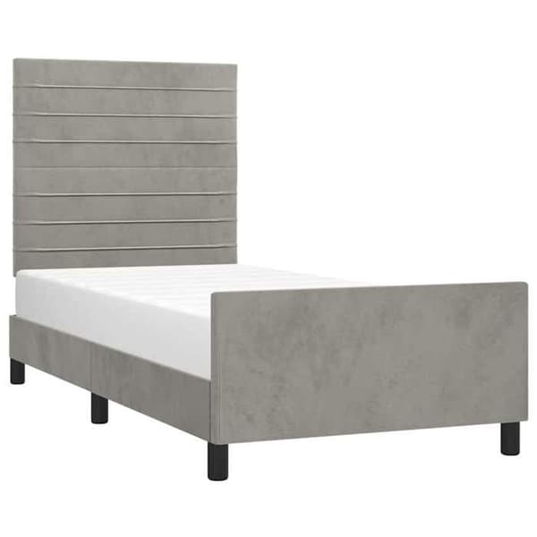 Maison Exclusive - Sängram utan madrass ljusgrå 100x200 cm sammet