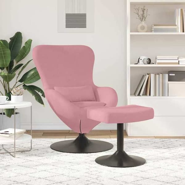 Fåtöljer & Relaxfåtöljer - MAISON EXCLUSIVE - Äggstol - Rosa sammet - 360° svängbar bas - Med puff Ros
