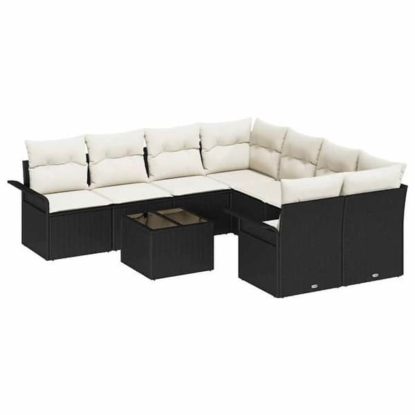 Maison Exclusive - 9-delt have-sofa sæt i sort og creme polyrotin
