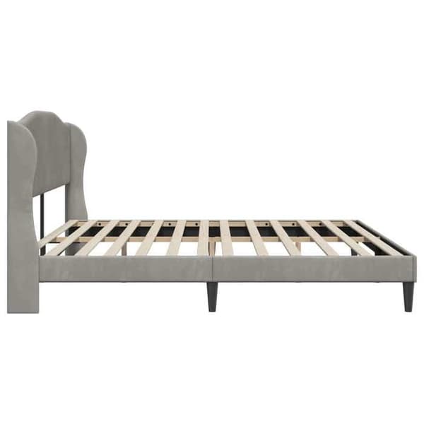 Maison Exclusive - Sängram med huvudgavel Ljusgrå 200 x 200 cm Sammet