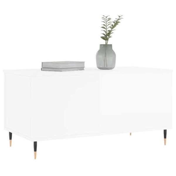 Maison Exclusive - Låg bord Vit glänsande 90x44,5x45 cm Ingenjörsträ