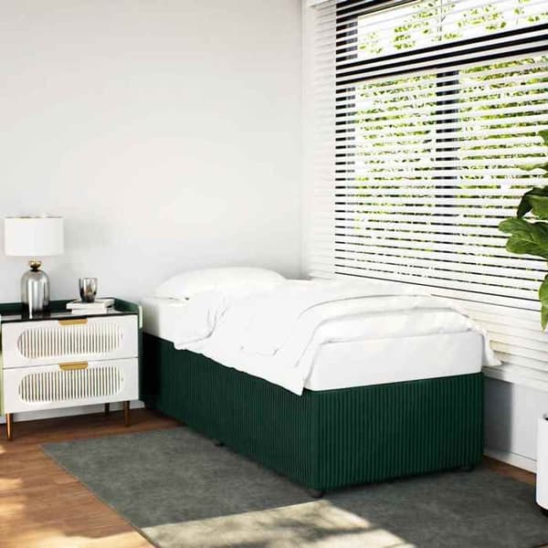 Sengestel - EKSKLUSIV HUS - 80x200 cm - Velour - Mørkegrøn - Lamelseng Mörkgrön