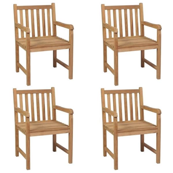 Maison Exclusive - Trädgårdsstolar set om 4 med kuddar i krämvitt, solid teak Krämvit (kuddar)