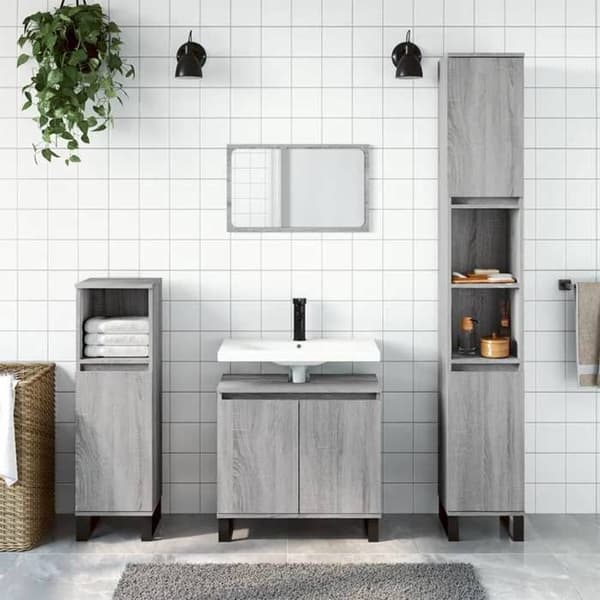 Maison Exclusive - Badskåp sonoma grå 30x30x190 cm ingenjörsträ