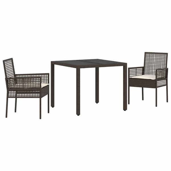 Maison Exclusive - Sæt af 3 pc. spisebord til haven i brun polyrotin brun