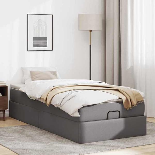 Maison Exclusive - Ottoman sengestel med grå madras 80x200 cm i kunstlæder grå