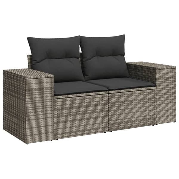 Maison Exclusive - Trädgårdsmöbler med kuddar 7 delar grå flätad resin