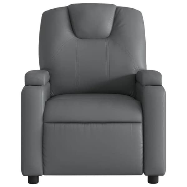 Recliner - EKSKLUSIV HUS - Grå kunstlæder - Læneposition 135° - Kopholder - Sidelomme Grå
