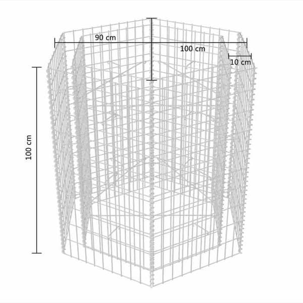 Maison Exclusive - Hexagonal gabion hævet seng 100x90x100 cm silver-