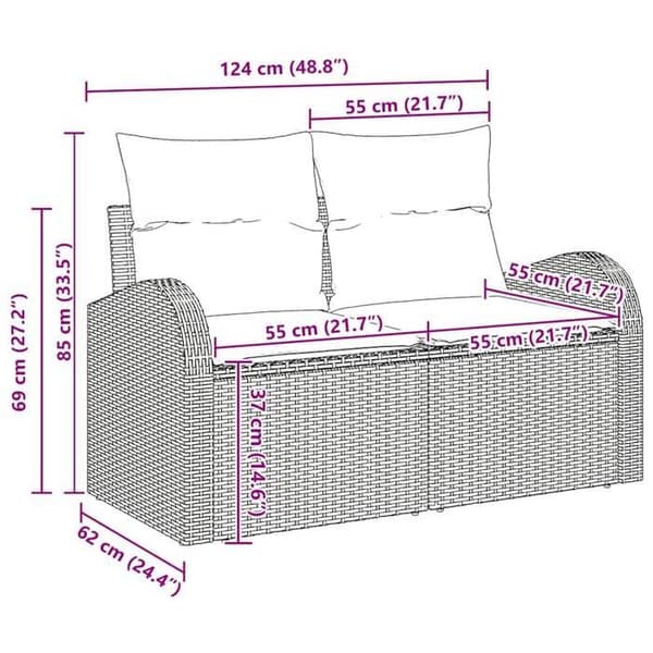 Trädgårdsmöbelset - EXKLUSIV HEM - Modulerbara sektioner - 8 delar - Polyrotting - Beige och ljusgrå Beige och ljusgrå