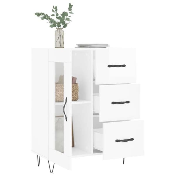 Maison Exclusive - Hvid glans buffet 69,5x34x90 cm Ingeniørtræ