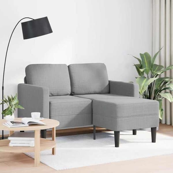 Maison Exclusive - Soffa 2 platser med L-formad divan i ljusgrått 125 cm tyg