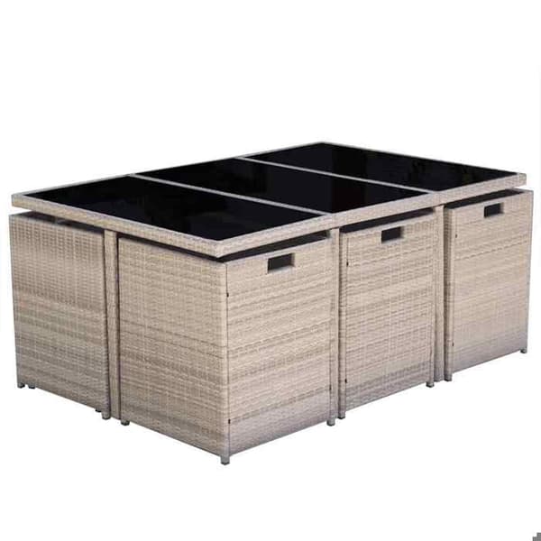 Maison Exclusive - Utomhusmatgrupp med kuddar 11 delar Flätad resin