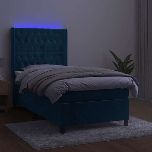 Maison Exclusive - Lakanat, sängyn runko, LED Sininen 90x200cm Sametti