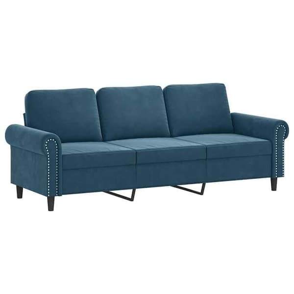 Maison Exclusive - Soffa 3 platser med dekorativa blå kuddar 180 cm sammet Blå