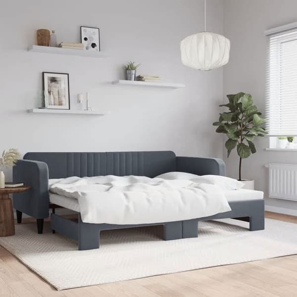Maison Exclusive - Päivävuode, jossa on alavuode ilman patjaa, tummanharmaa 90x200 cm Mörkgrå