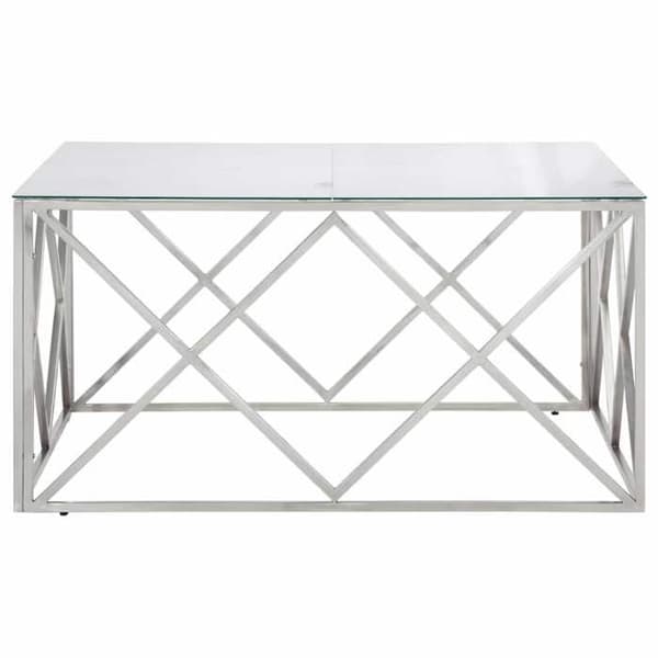 Bord - EKSKLUSIV HUS - Hvid marmor - Inox ramme - Tempereret glas top - Moderne design Silver