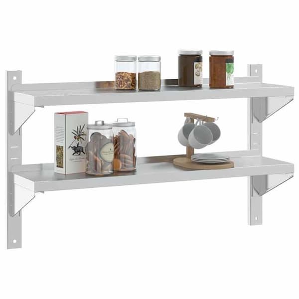 Maison Exclusive - Væghylde 2 niveauer 100x23,5x60cm sølvfarvet rustfrit stål Silver