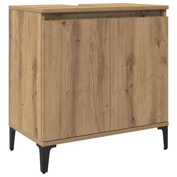 Maison Exclusive - Håndlavet egetræ vaskeskab 58x33x60 cm ingeniørtræ