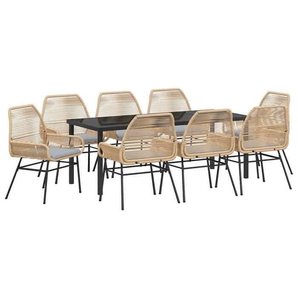 Maison Exclusive - 9 pc spisebordssæt til haven i brun polyrotin brun