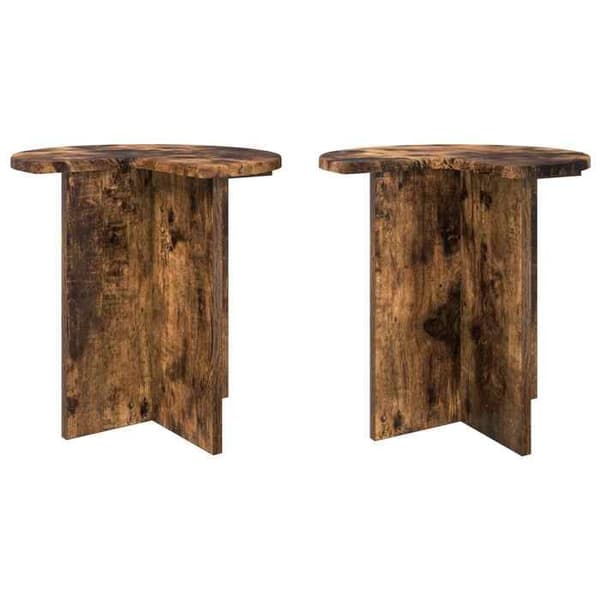 Sidebord - MAISON EXCLUSIVE - 2 dele - Røget eg - Ø39×38 cm - Spånplade Rökt ek