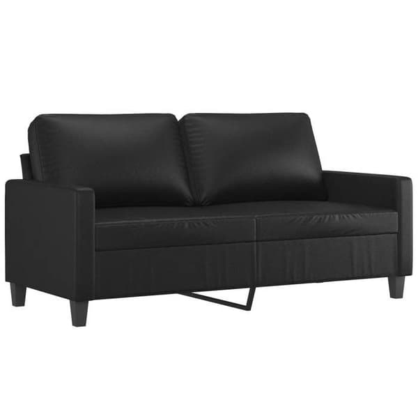 Sofa sæt - MAISON EXCLUSIVE - 3 stk - Sort - Syntetisk læder - Puff inkluderet Svart