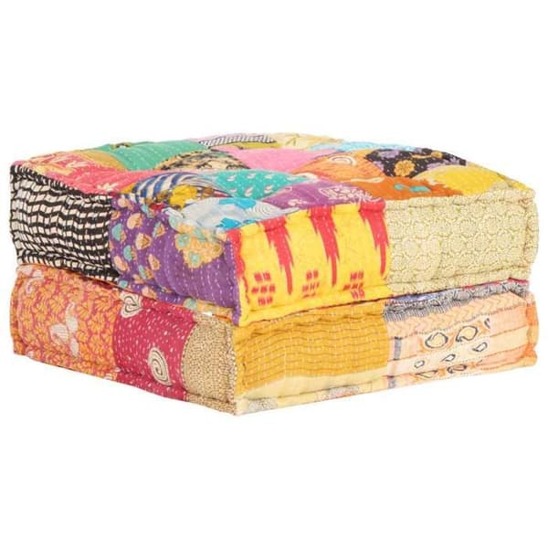Pouf - MAISON EXCLUSIVE - Patchwork - 60 x 70 x 36 cm - Gul - Stof