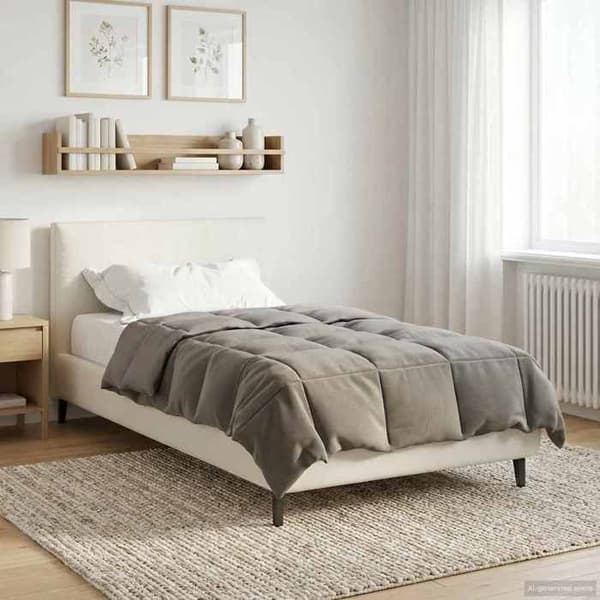 Couette - EKSKLUSIV HUS - 155 x 200 cm - 4 sæsoner - Mikrofiber 100% polyester - Dobbelt ansigt fløjl/mikrofiber Ljusgrått