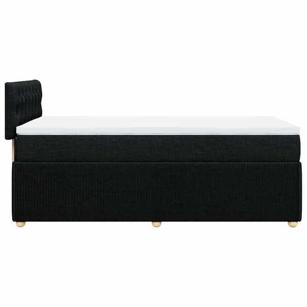 Maison Exclusive - Sengebund med lameller og madras Sort 90x190 cm Stof
