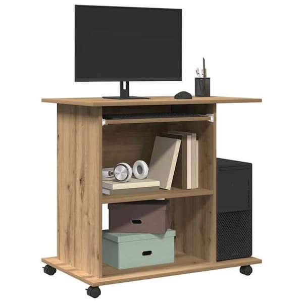 Maison Exclusive - Håndlavet computerbord i egetræ 80x50x75 cm ingeniørtræ