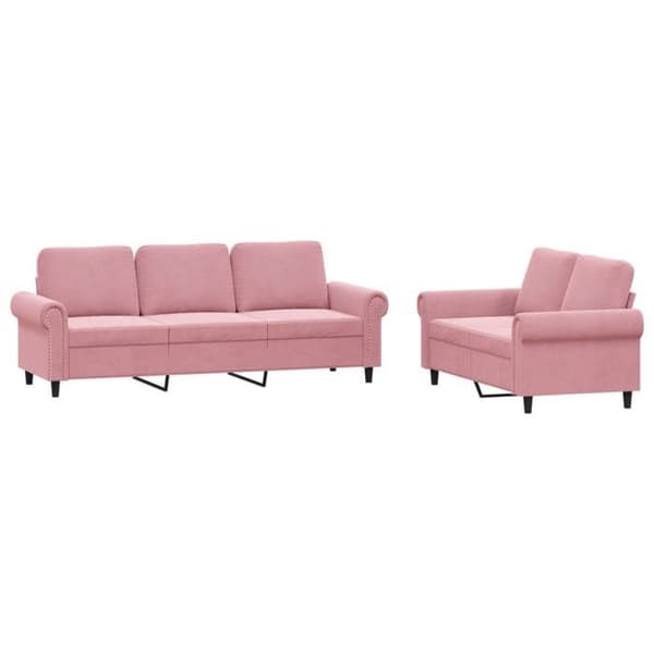 Maison Exclusive - Sæt af 2 sofaer med puder i rosa velour