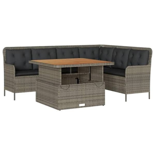 Maison Exclusive - Trädgårdsmöbler 2 delar med kuddar Grå Flätad resin