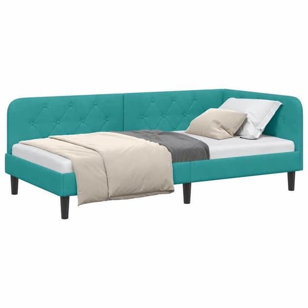 Maison Exclusive - Turquoise hörnsängram 90 x 200 cm Sammet Turkos