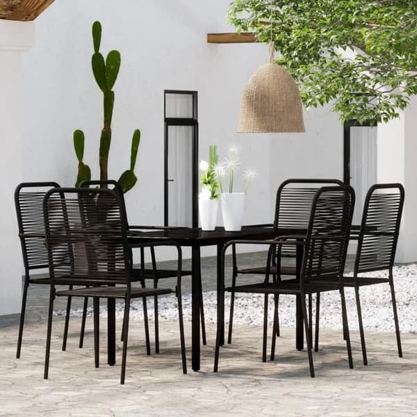 Maison Exclusive - Have spisebordssæt 7 dele Sort