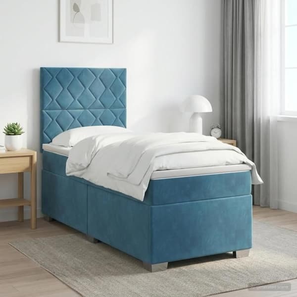Maison Exclusive - Boxspring säng med madrass Blå 100 x 200 cm Sammet Blå