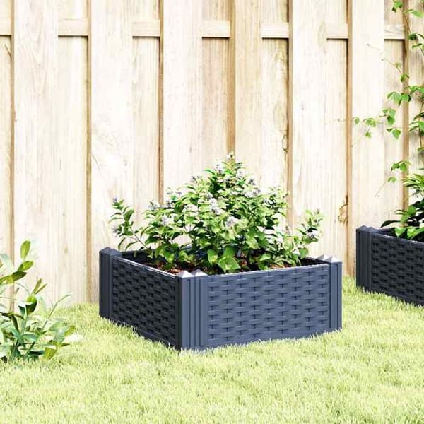 Jardinière - EKSKLUSIV HUS - 42,5x42,5x28,5 cm - blå grå - stødresistent polypropylen - modulær 4 paneler blågrå