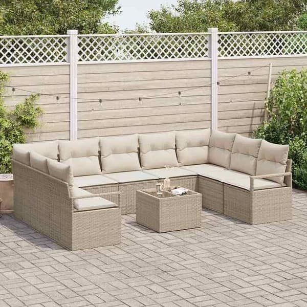 Maison Exclusive - 10 stk. have-sofa sæt i beige og creme polyrotin