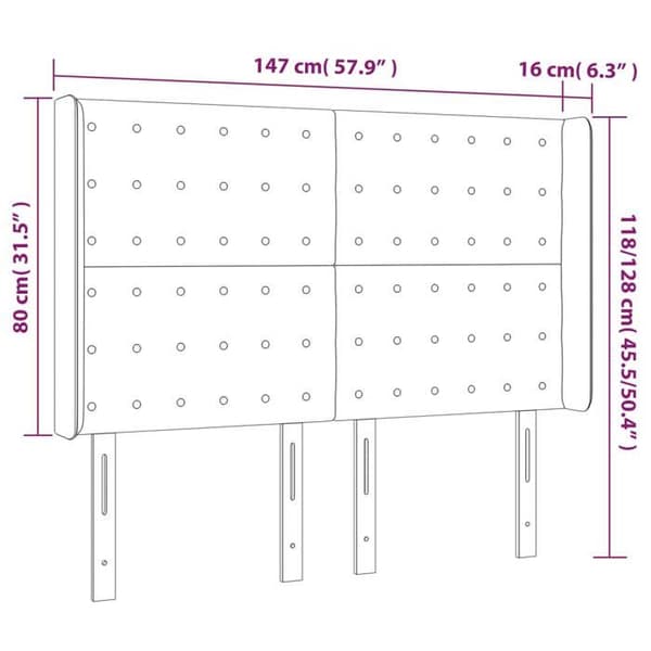 Maison Exclusive - LED Hovedgærde Lys Grå 147x16x118/128 cm Velour ljusgrått