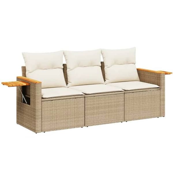Maison Exclusive - Trädgårdsmöbler med kuddar 3 delar beige flätad resin beige