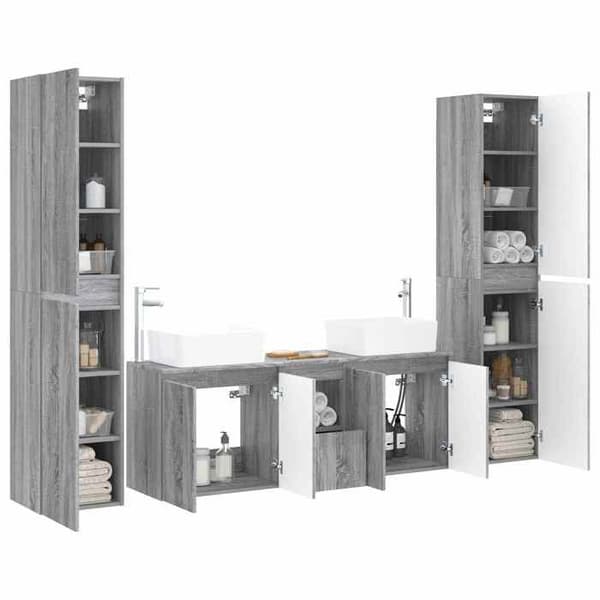 Maison Exclusive - 5-delars badrumsinredning Sonoma grå
