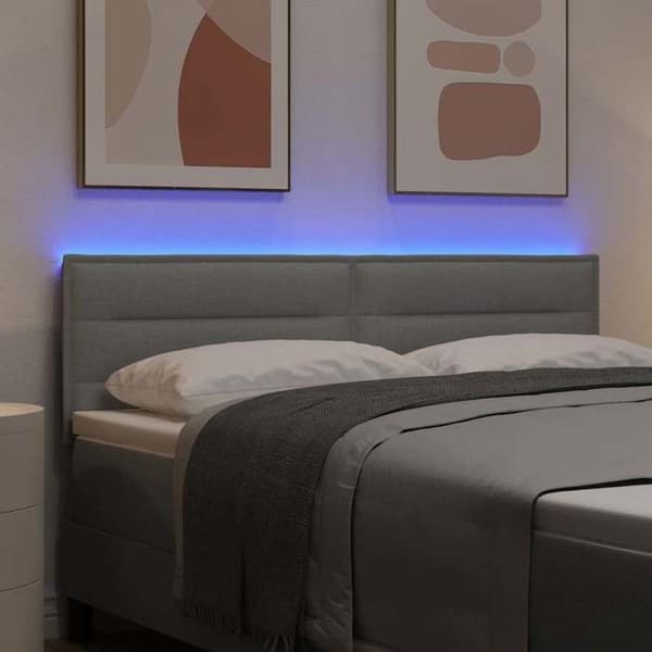 Maison Exclusive - LED-hovedgærde med LED-strips Lys grå 144 cm stof