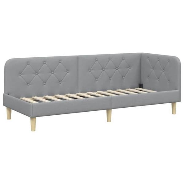 Vinkelsängram - EXKLUSIV HEM - Ram 80 x 200 cm - Ljusgrå - Polyester tyg - Vändbar armstöd Ljusgrått