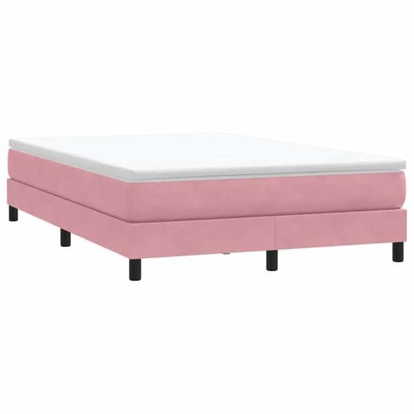 Sengebund med lameller - EKSKLUSIV HUS - 140x220 cm - Rosa - Velour - Robuste ben Ros