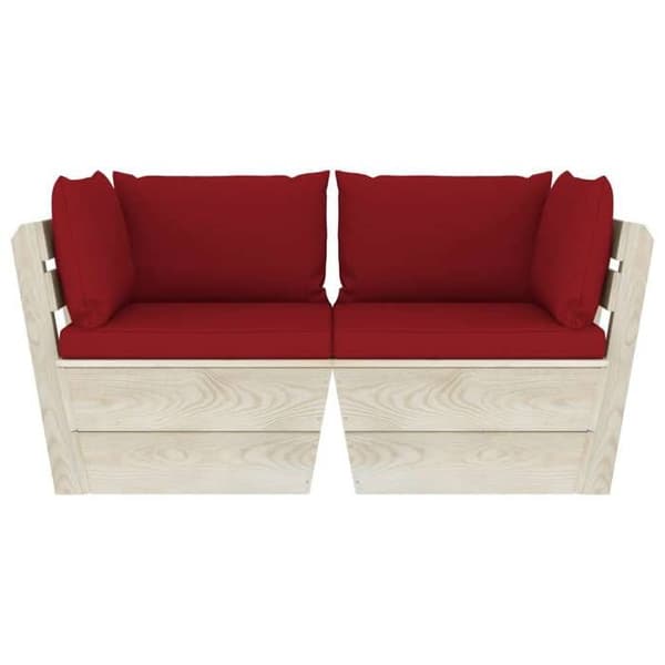 Sofa palette 2 pladser - MAISON EXCLUSIVE - Furu træ - Polyester puder - Tykt polstring - Til haven