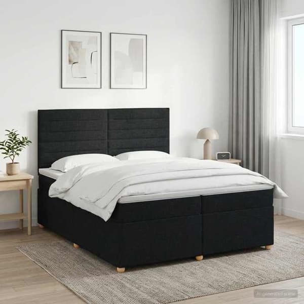 Maison Exclusive - Boxspring seng med madras Sort 200 x 200 cm Stof