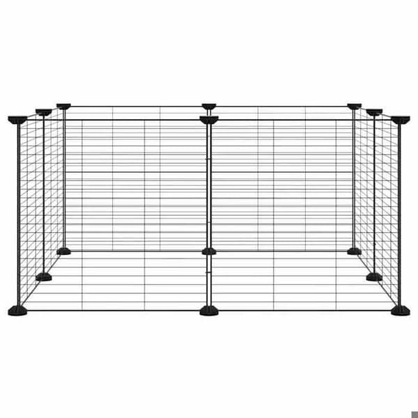 Maison Exclusive - Kæledyrbur med 8 paneler, sort, 70 x 70 x 35 cm, i stål