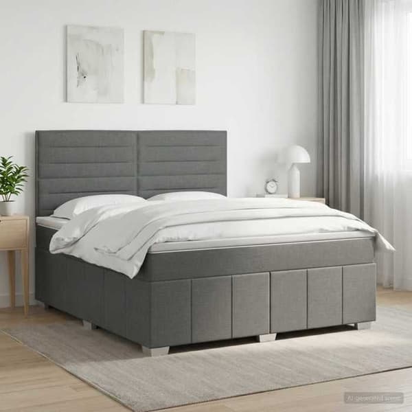 Maison Exclusive - Boxspring säng med madrass Mörkgrå 140 x 190 cm Tyg Mörkgrå