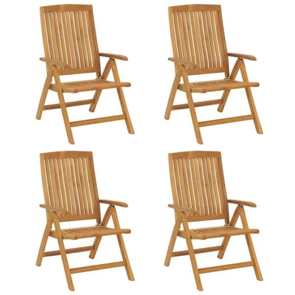 Maison Exclusive - Fällbara trädgårdsstolar set om 4 med kuddar i teakträ
