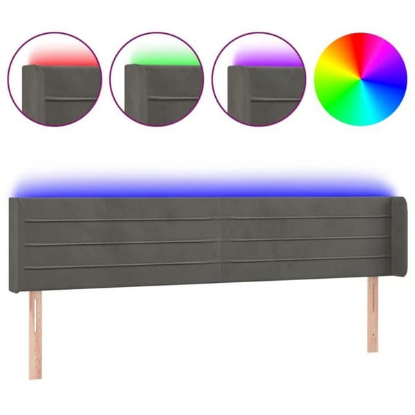 Maison Exclusive - LED Hovedgærde Mørkegrå 183x16x78/88 cm Velour mörkgrå
